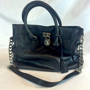 Michael Kors Black leather shoulder /handbag with Silver hardware